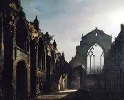 louis daguerre Ruins of Holyrood Chapel by Louis Daguerre France oil painting artist
